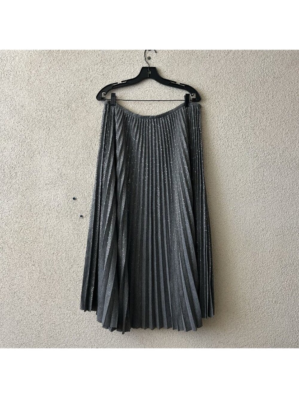 Lafayette 148 New York Jahira Pleated Sequin Skirt in Nickel Melange Size 12